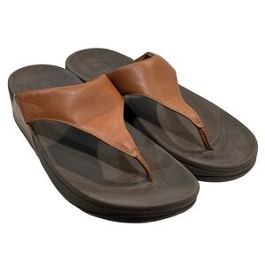 Fitflop Lulu Leather Brown Thong Sandals Casual‎ Comfort Slides US 9 EUR 41